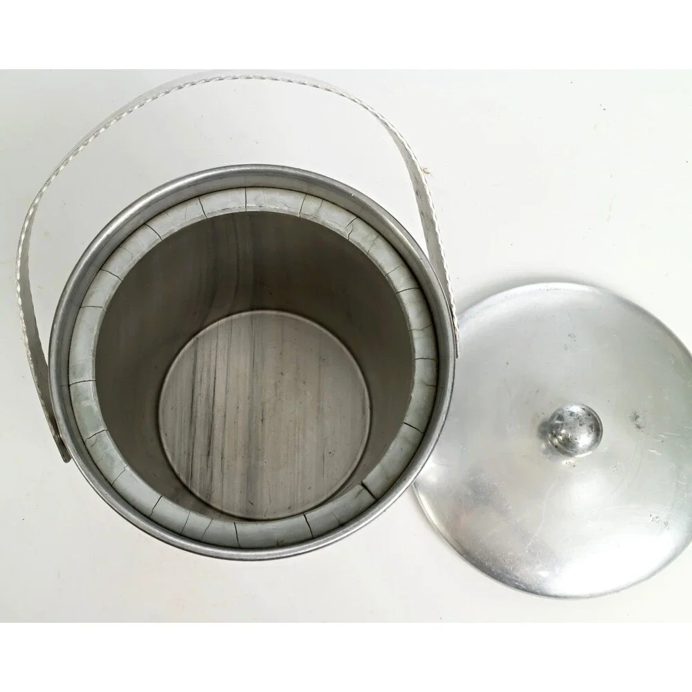 Vintage Henry & Miller Aluminum Ice Bucket Kromware Barware Mid Century w/ Lid